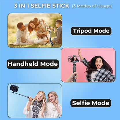 Wukusy selfie stick with tripod stand, 160 cm long, featuring adjustable extension and compact design for smartphones.