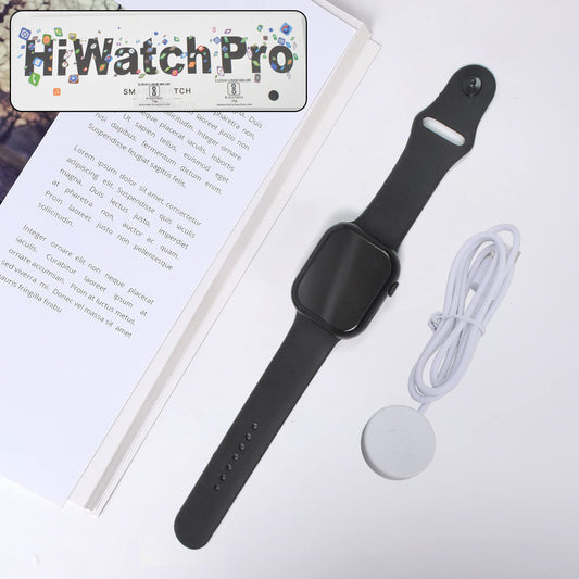 Wukusy Tx10 Pro Max wireless charging smartwatch with large display, showing time and health tracking on its screen.