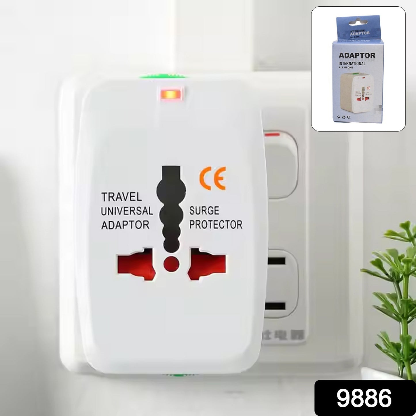 Wukusy universal travel adapter with dual USB ports, compact international electronics charger for worldwide use