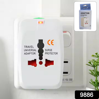 Wukusy universal travel adapter with dual USB ports, compact international electronics charger for worldwide use