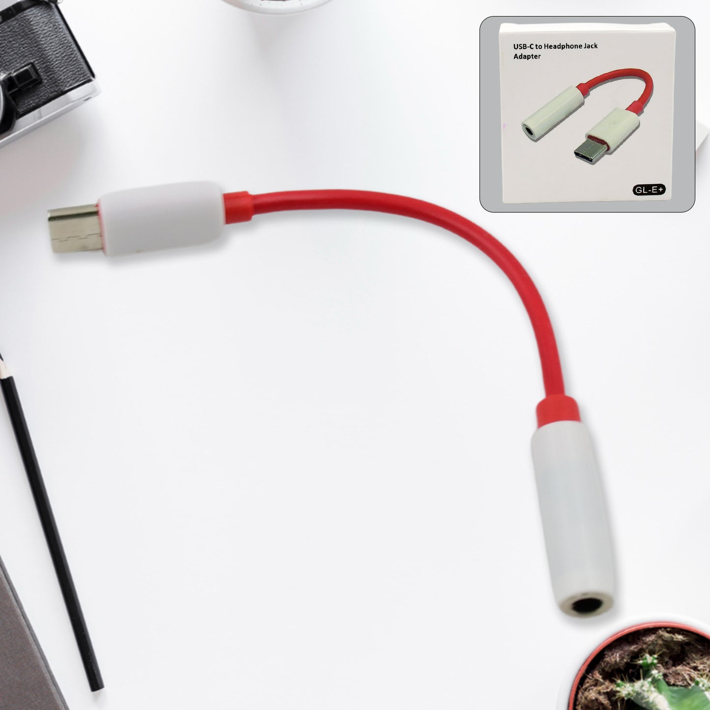 Wukusy USB Type C to headphone jack audio connector, single black adapter for connecting headphones to Type C devices.