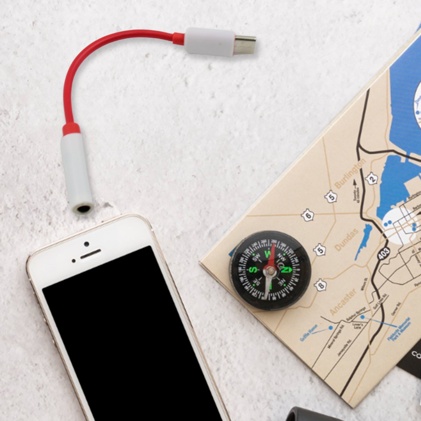 Wukusy USB Type C to headphone jack audio connector, single black adapter for connecting headphones to USB-C devices