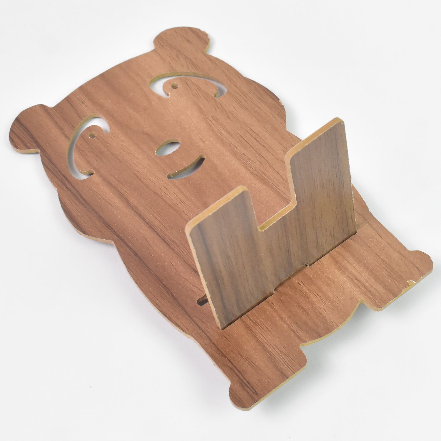 Wukusy wooden cartoon-shaped mobile stand for electronic devices, featuring a playful, colorful design perfect for desks or countertops.