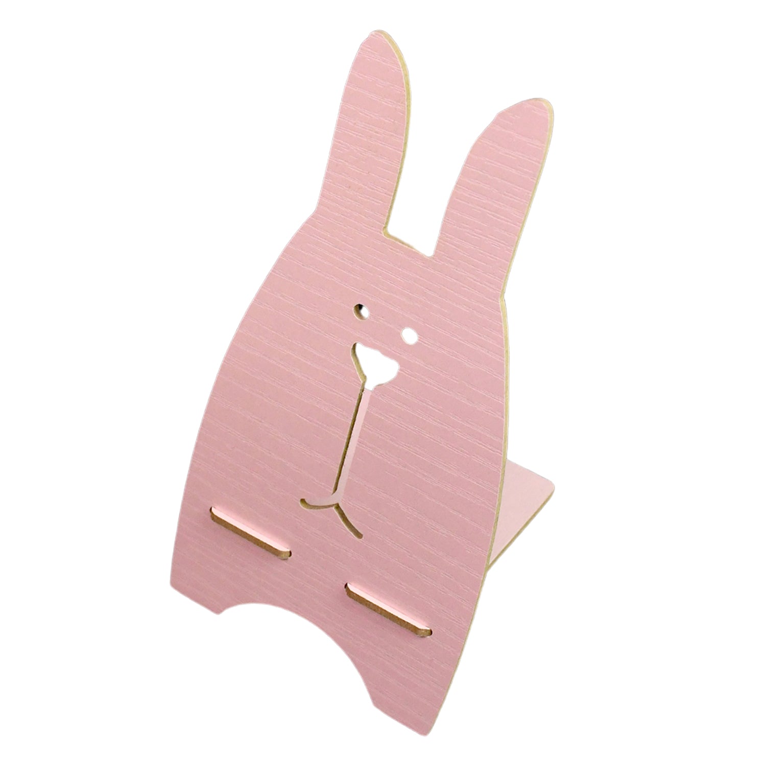 Wukusy wooden rabbit-shaped mobile stand for holding smartphones, featuring a cute and charming design, 1 piece.