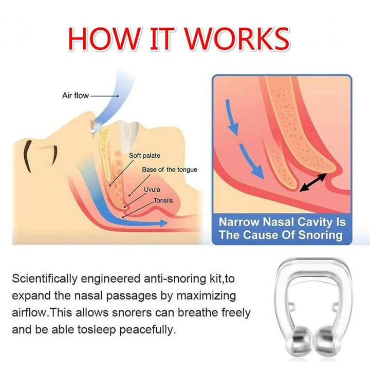 Wukusy Snore Free Nose Clip, anti-snoring device, designed to open nasal passages and reduce snoring for a restful sleep.
