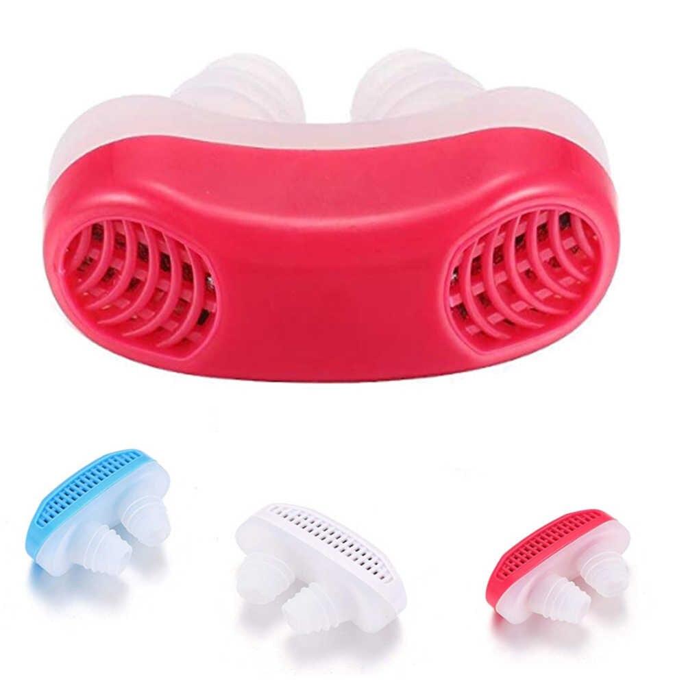 Wukusy 2-in-1 anti-snoring and air purifier nose clip for comfortable sleep, shown on a person's nose in a face and body care setting.