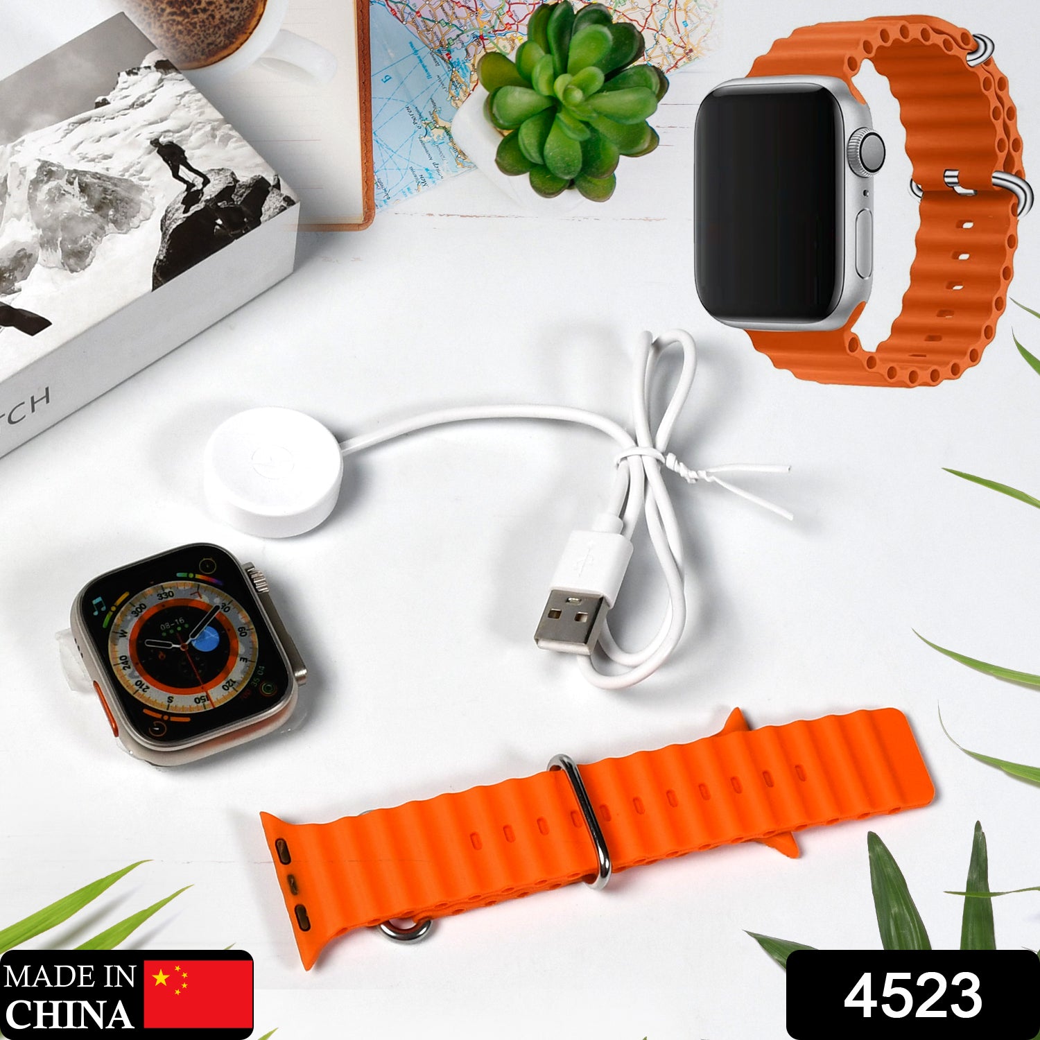 Wukusy Ultra Series T800 Smartwatch with 49mm screen, fitness bracelet, Bluetooth calls, wireless charging for men and women.