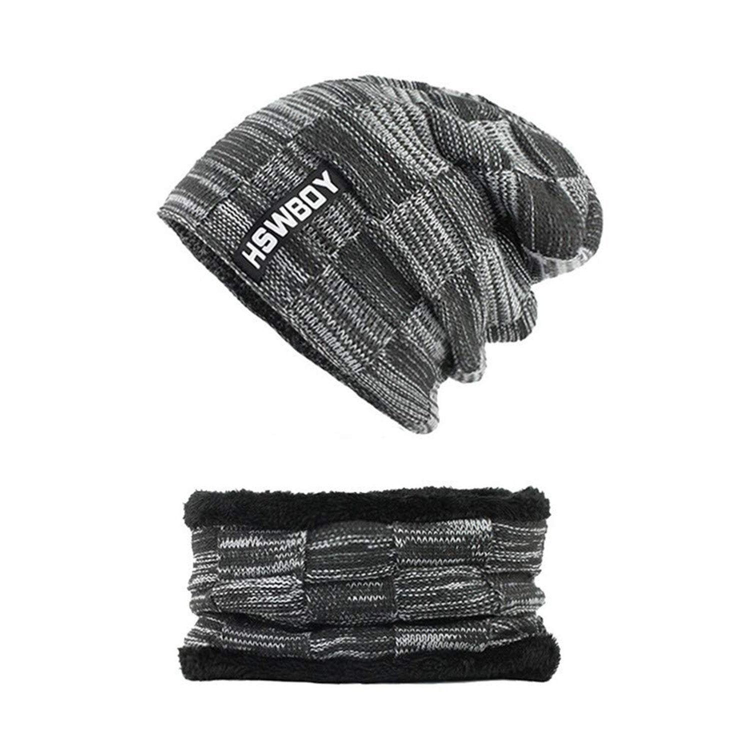 Wukusy ultra-soft unisex woolen beanie cap and muffler scarf set, stylish winter fashion accessories in cozy knit fabric.