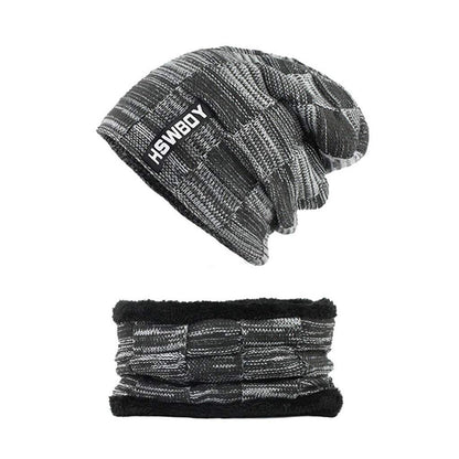Wukusy ultra-soft unisex woolen beanie cap and muffler scarf set, stylish winter fashion accessories in cozy knit fabric.