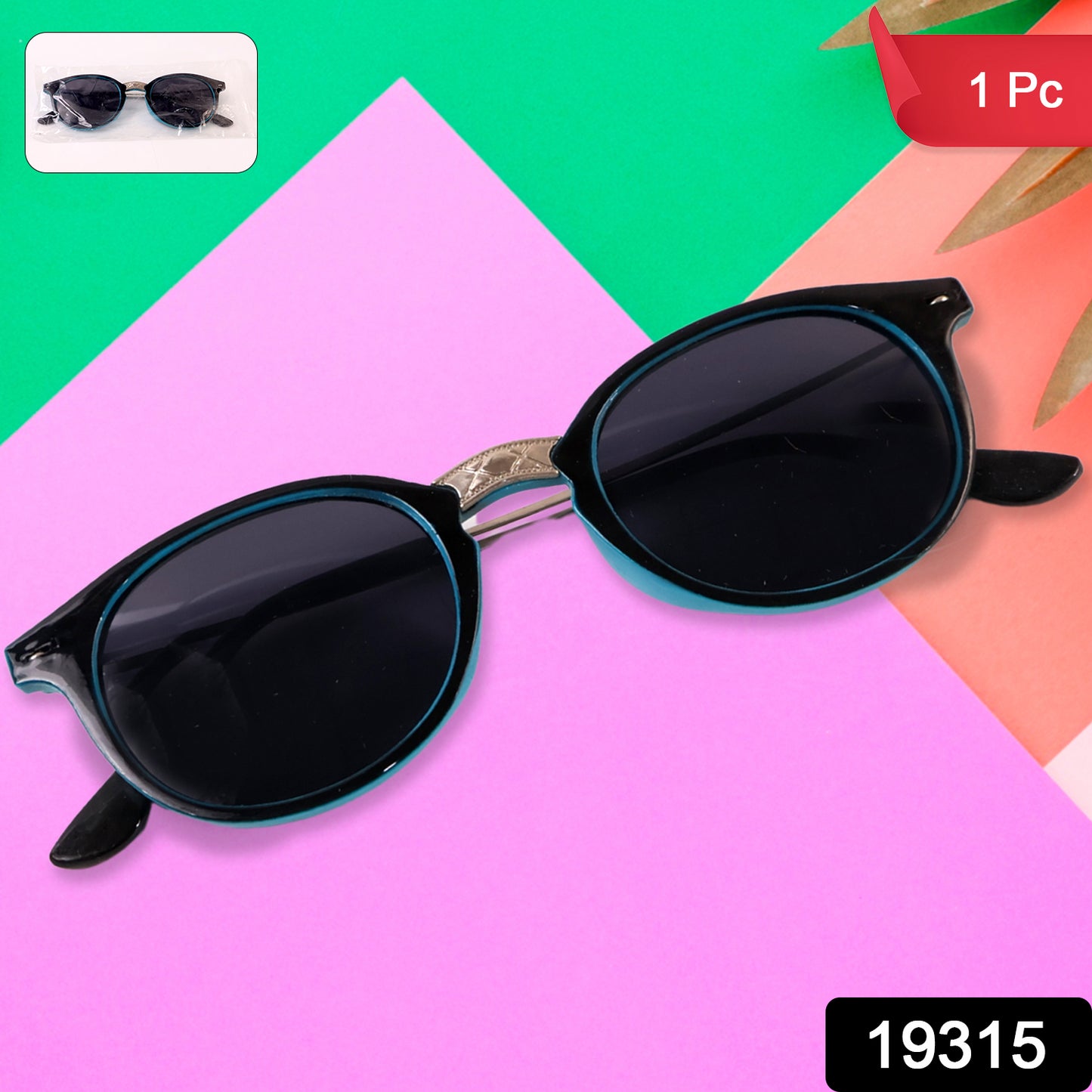 Sky blue UV-protected round sunglasses by Wukusy, lightweight fashion sunglasses for men and women, classic style.