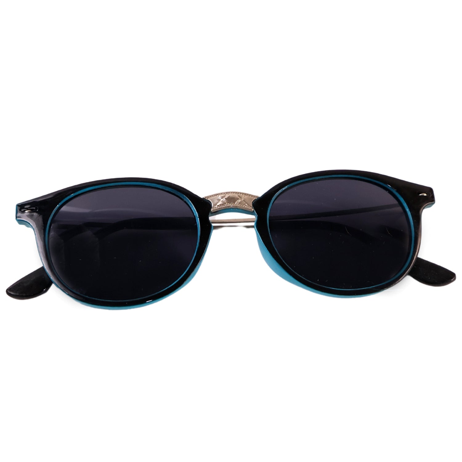 Sky blue UV-protected round sunglasses by Wukusy, lightweight fashion eyewear for men and women, classic style.