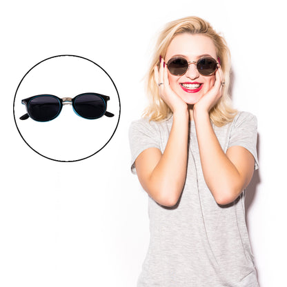 Sky blue UV-protected round sunglasses by Wukusy, lightweight fashion sunglasses for men and women, classic style.