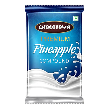 Wukusy Chocotown Premium Pineapple Compound 500g jar, showing the colorful pineapple-flavored food product.