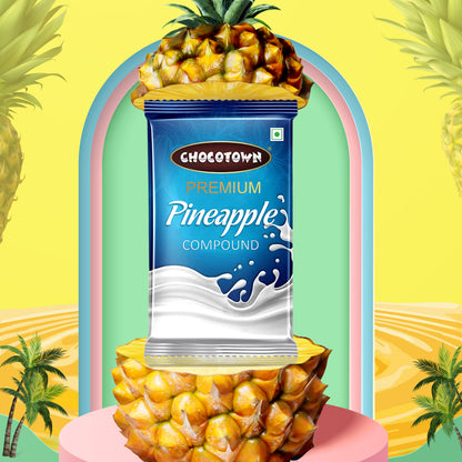 Wukusy Chocotown Premium Pineapple Compound, 500g jar of fruity pineapple-flavored food product on white background