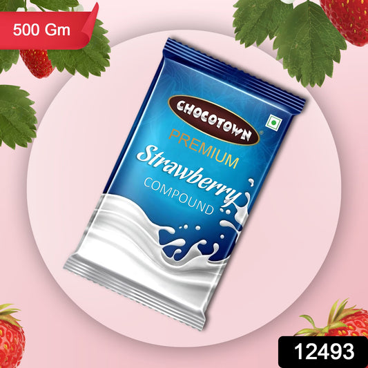 Wukusy Chocotown Premium Strawberry Compound 500g jar, sweet strawberry-flavored food ingredient for baking and desserts.