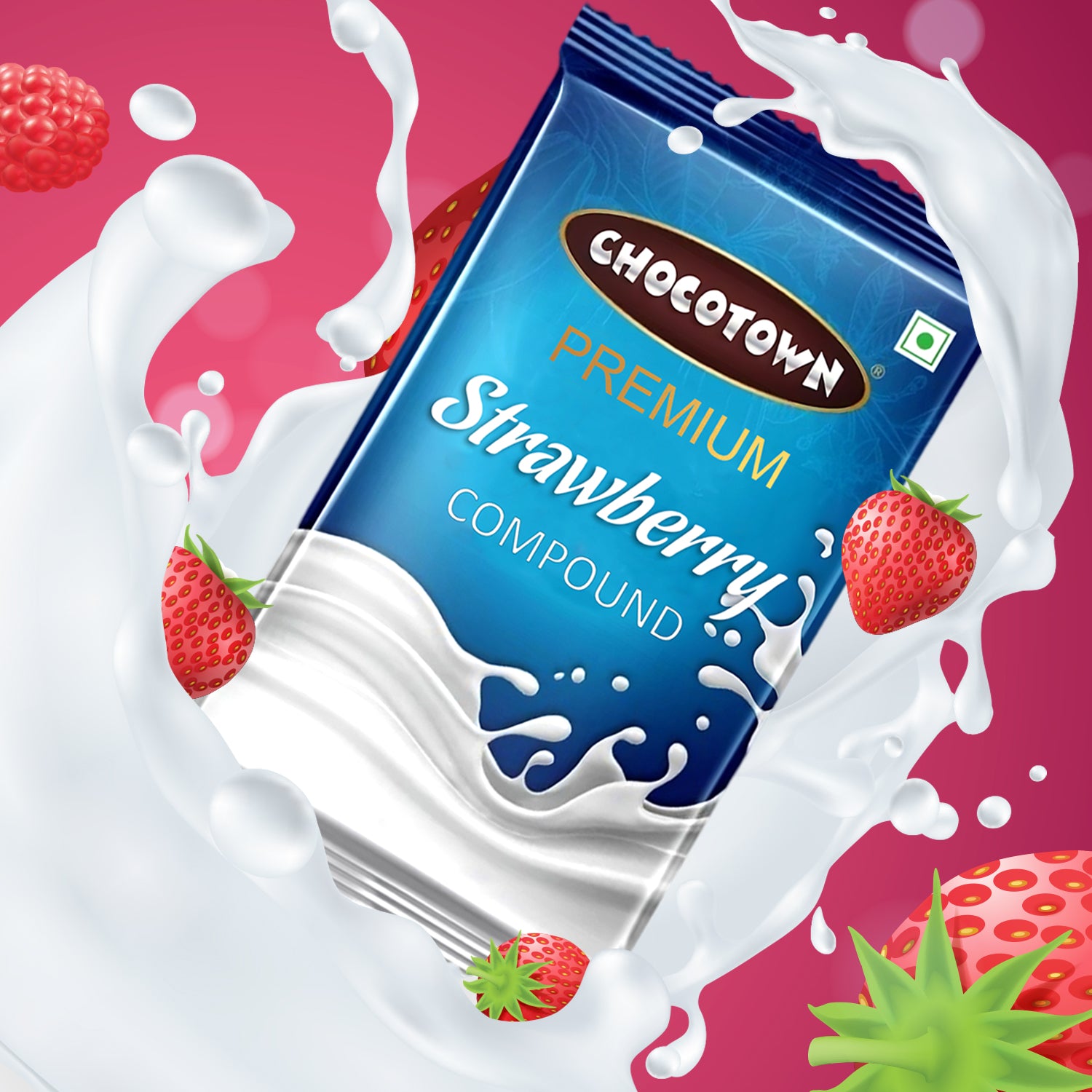 Wukusy Chocotown Premium Strawberry Compound 500g, a creamy pink strawberry-flavored food product.