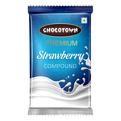 Wukusy Chocotown Premium Strawberry Compound 500g, a rich, smooth strawberry-flavored food product for baking and desserts.
