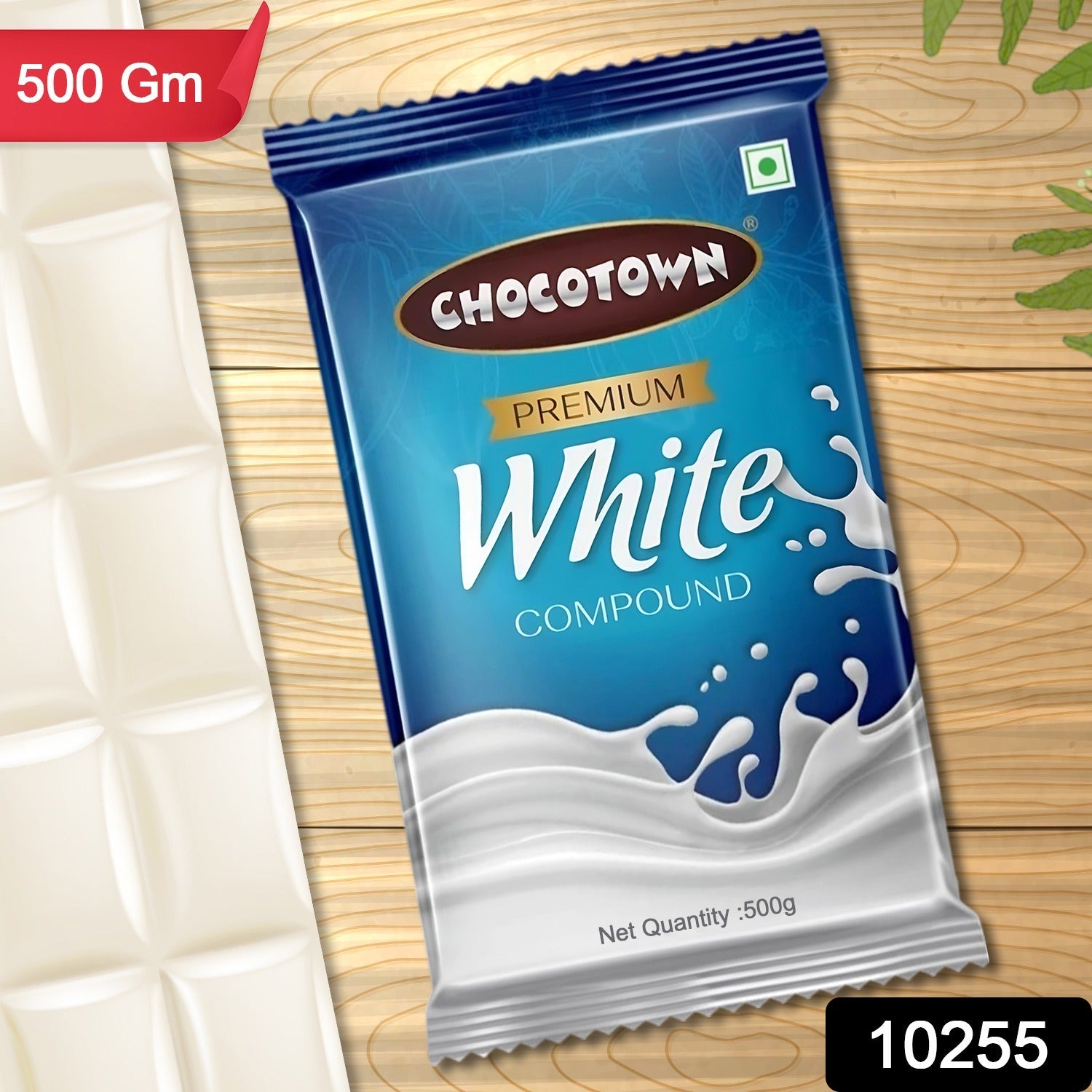 White chocolate compound slab by Wukusy, premium Chocotown White Choco, 500 grams, shown in a clear food product image.