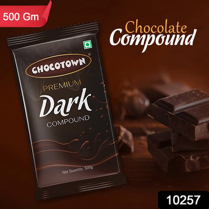Wukusy Dark Compound 500g Chocotown dark chocolate slab for baking and snacking, rich and smooth chocolate flavor.