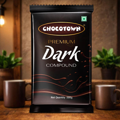 Wukusy Dark Compound 500g Chocotown dark chocolate slab, rich and smooth chocolate block for baking or snacking.