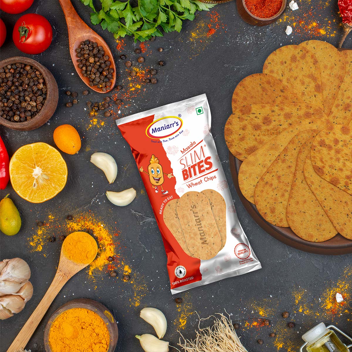 Wukusy Masala Khakhra, crispy Indian snack made with spices, displayed in a close-up image showcasing its crunchy texture