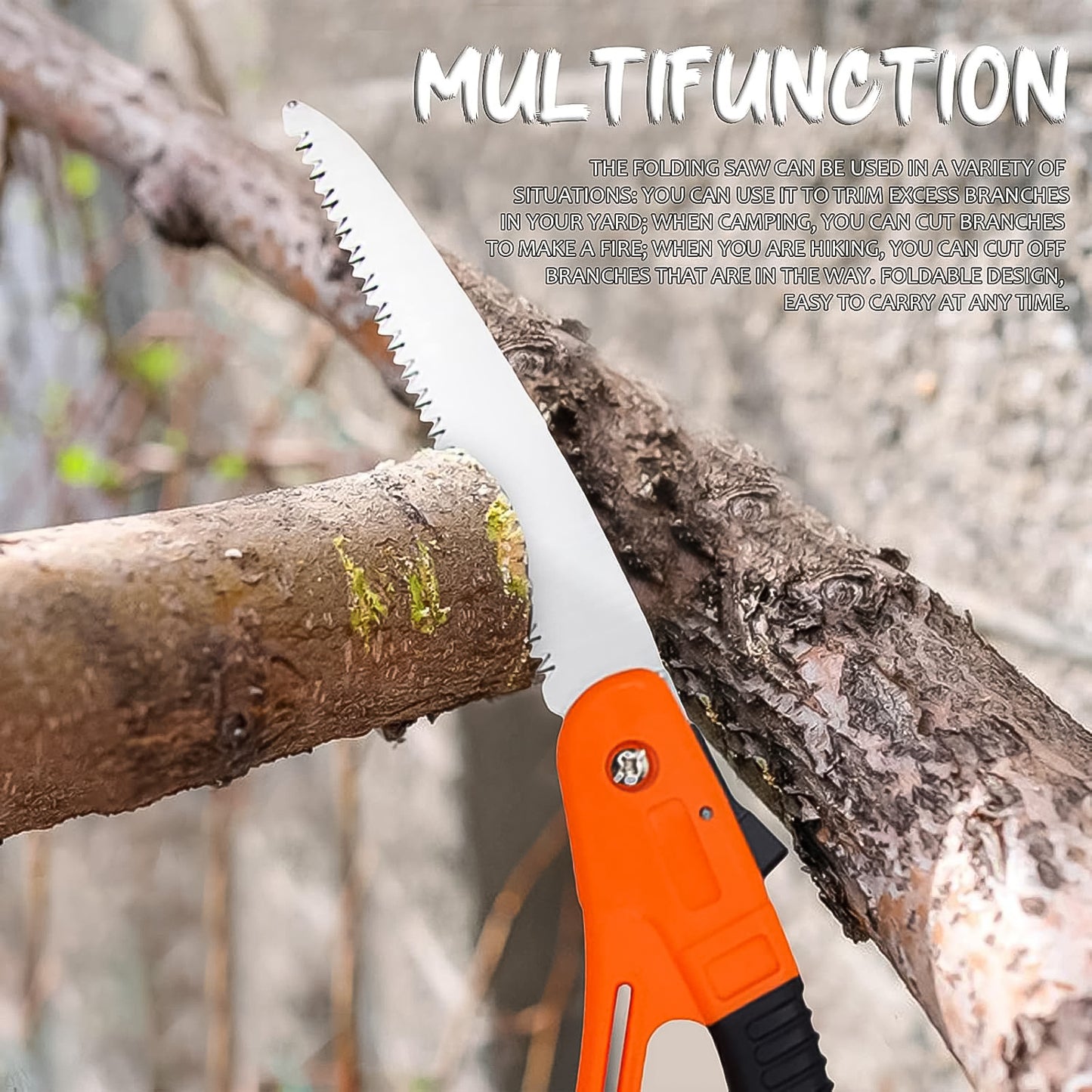 Wukusy 15-inch mini pruning folding saw for garden use, featuring a compact design and sharp blade for pruning tasks.