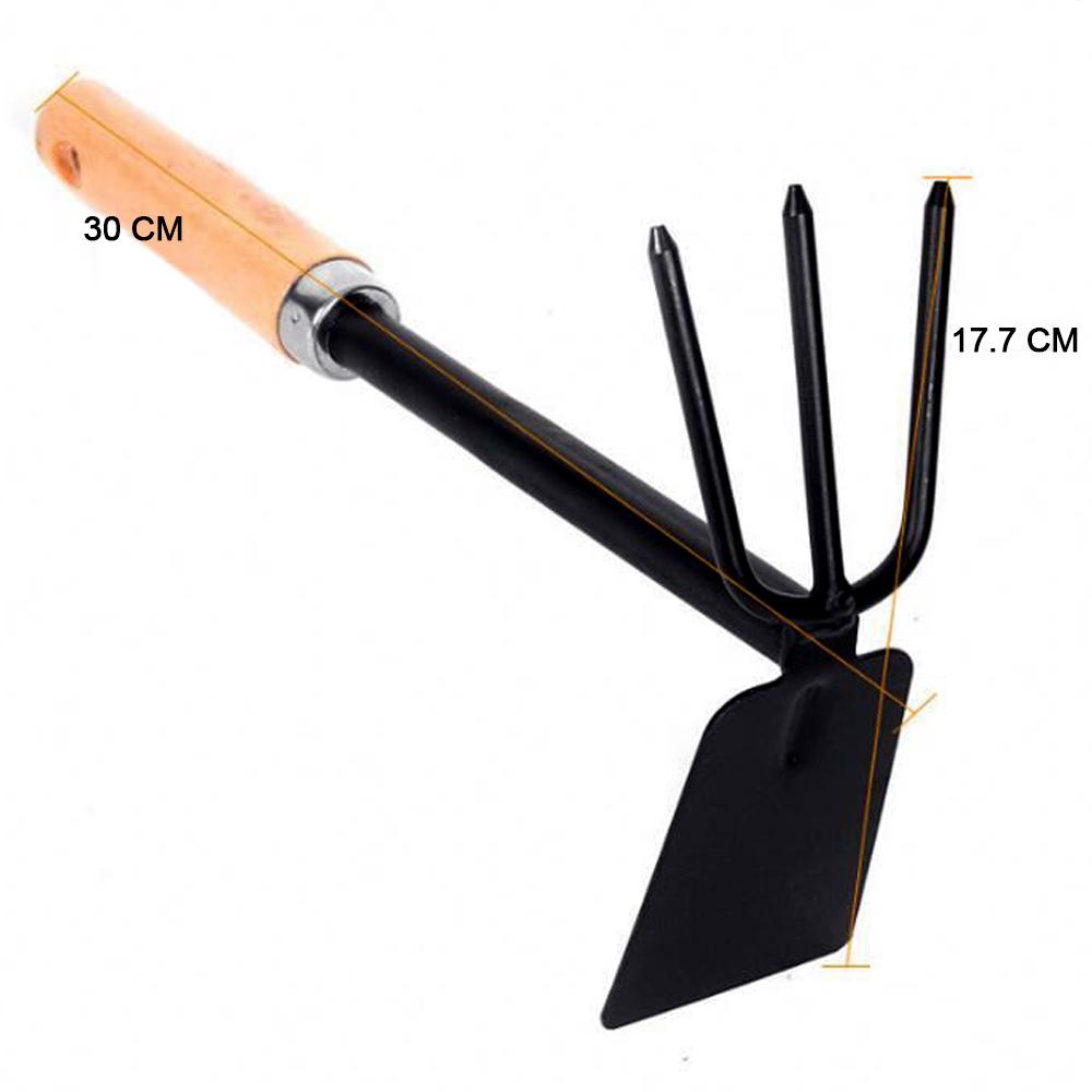 Wukusy 2-in-1 double gardening hoe with wooden handle, featuring a sharp blade for weeding and cultivating in the garden.