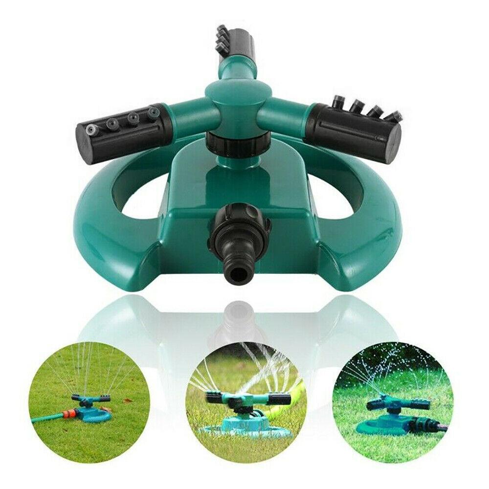 Wukusy 1677 3-arm 360-degree rotating garden sprinkler watering yard plants with garden pipe and hose irrigation system