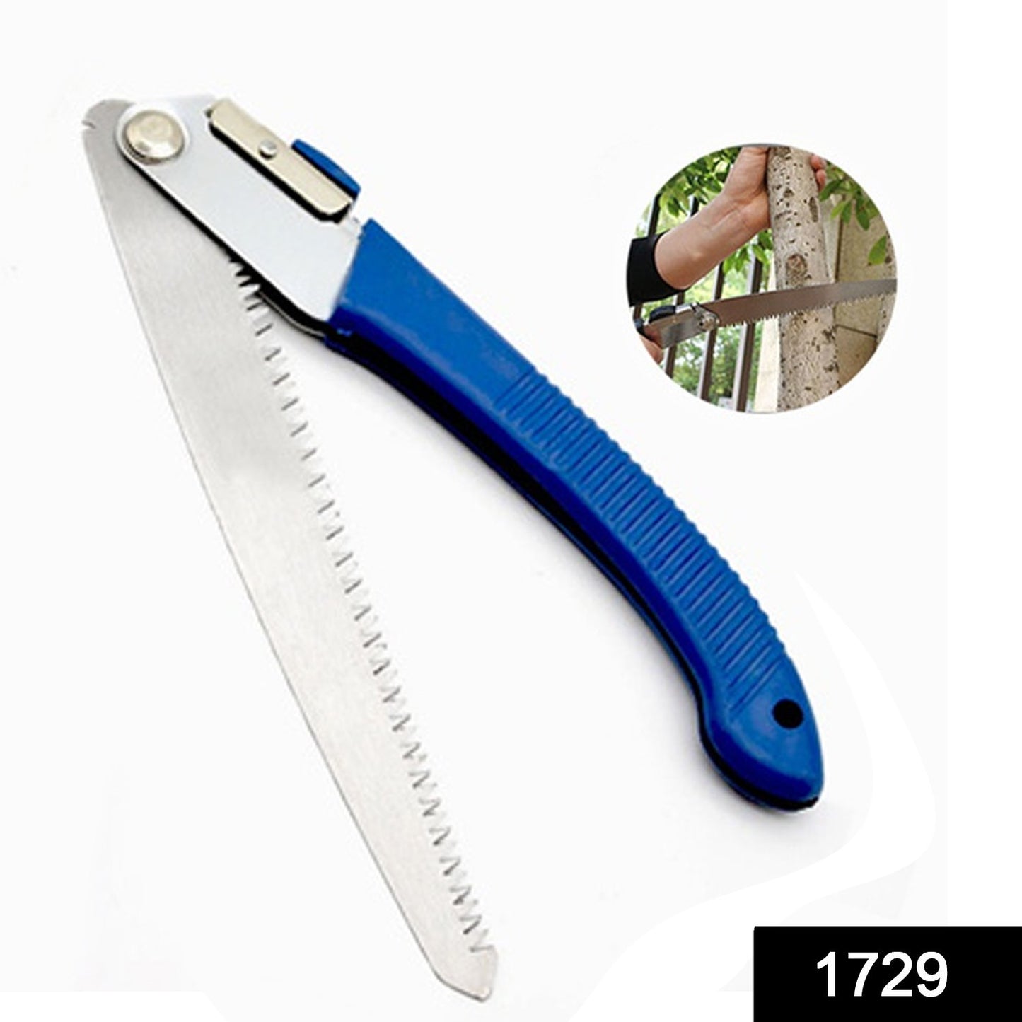 Wukusy 1729 woodworking folding multi-purpose gardening saw with wooden handle, suitable for outdoor logging and garden pruning.