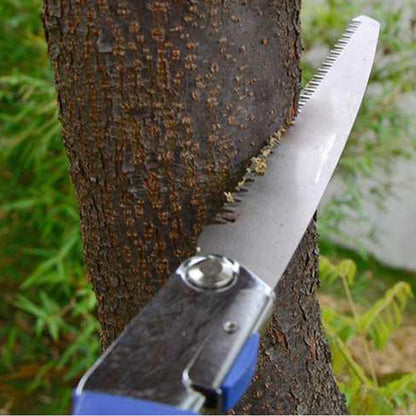 Wukusy 1729 woodworking folding multi-purpose gardening saw with wooden handle, suitable for outdoor logging and gardening tasks