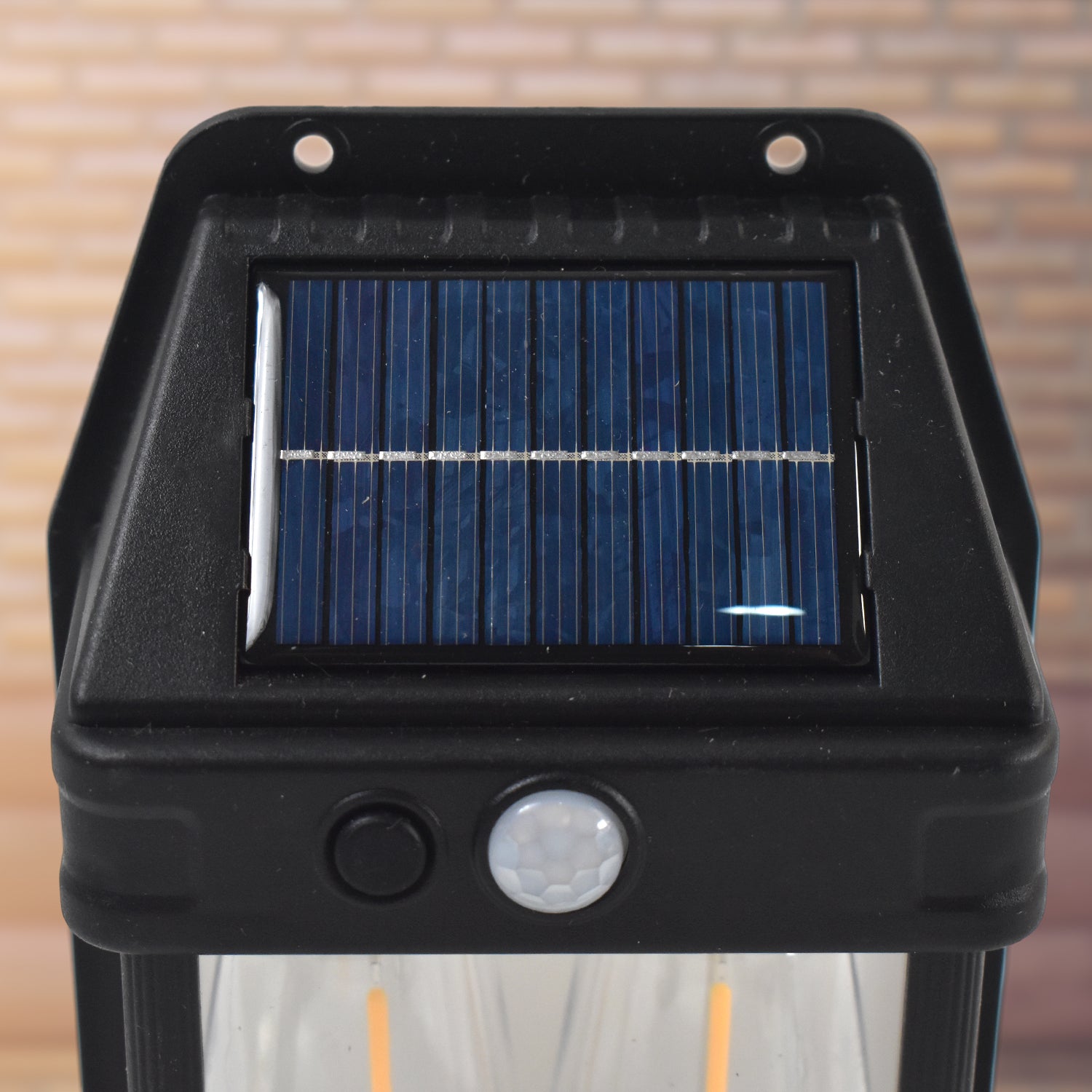 Wukusy 18W solar wall garden lights with double lamps, motion sensor, and two lighting modes mounted on a garden wall.