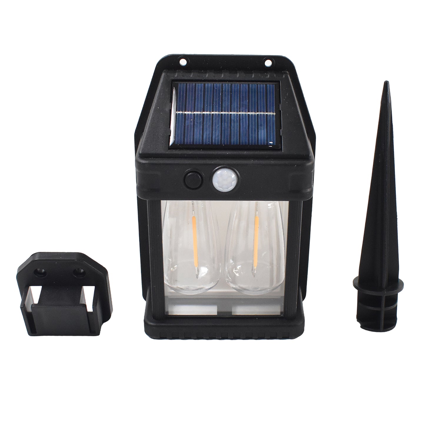 Wukusy 18W solar wall garden light with dual modes and motion sensor, mounted on a wall, illuminating outdoor space at night