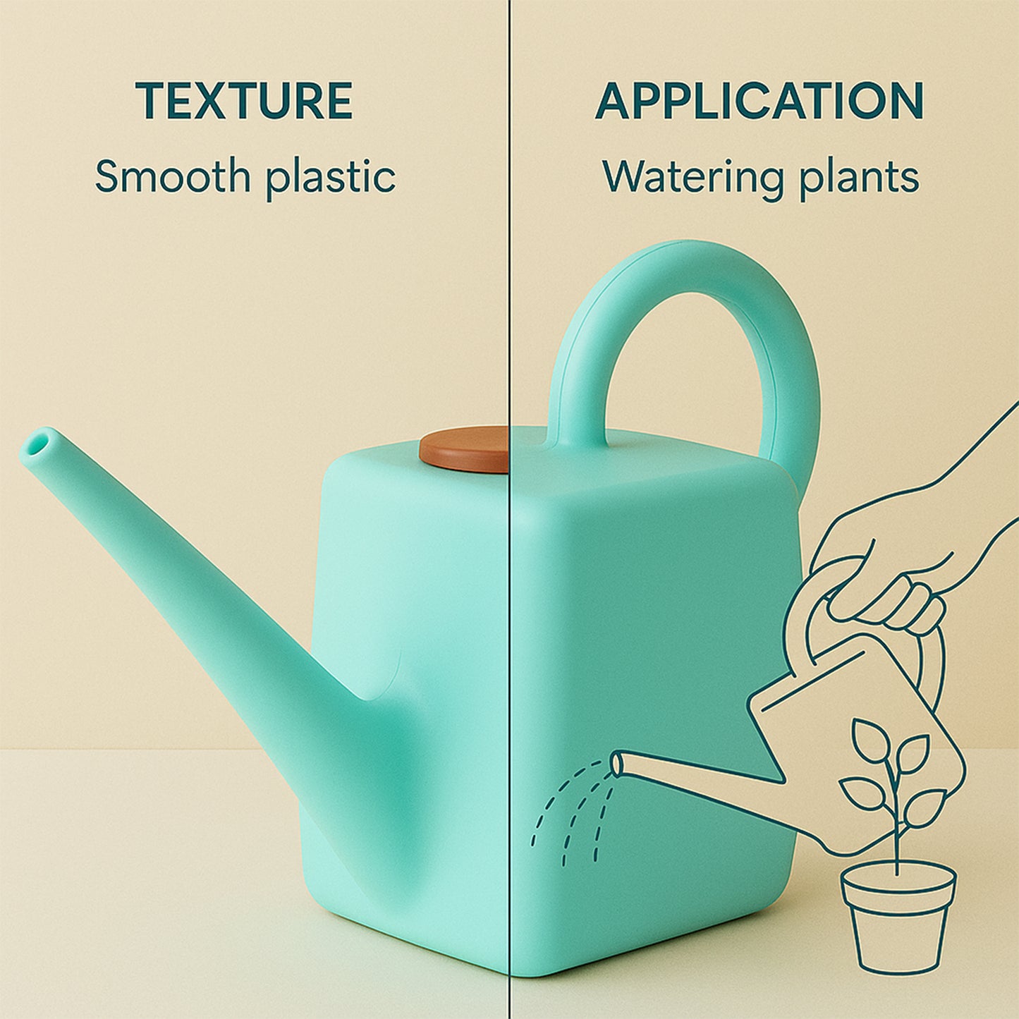 Wukusy 2-litre heavy-duty plastic gardening watering can with long spout and ergonomic handle for easy watering in gardens.