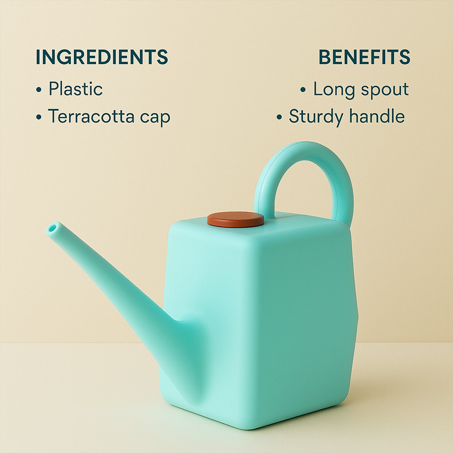 Wukusy 2-litre heavy-duty plastic garden watering can with long spout and ergonomic handle for easy watering.