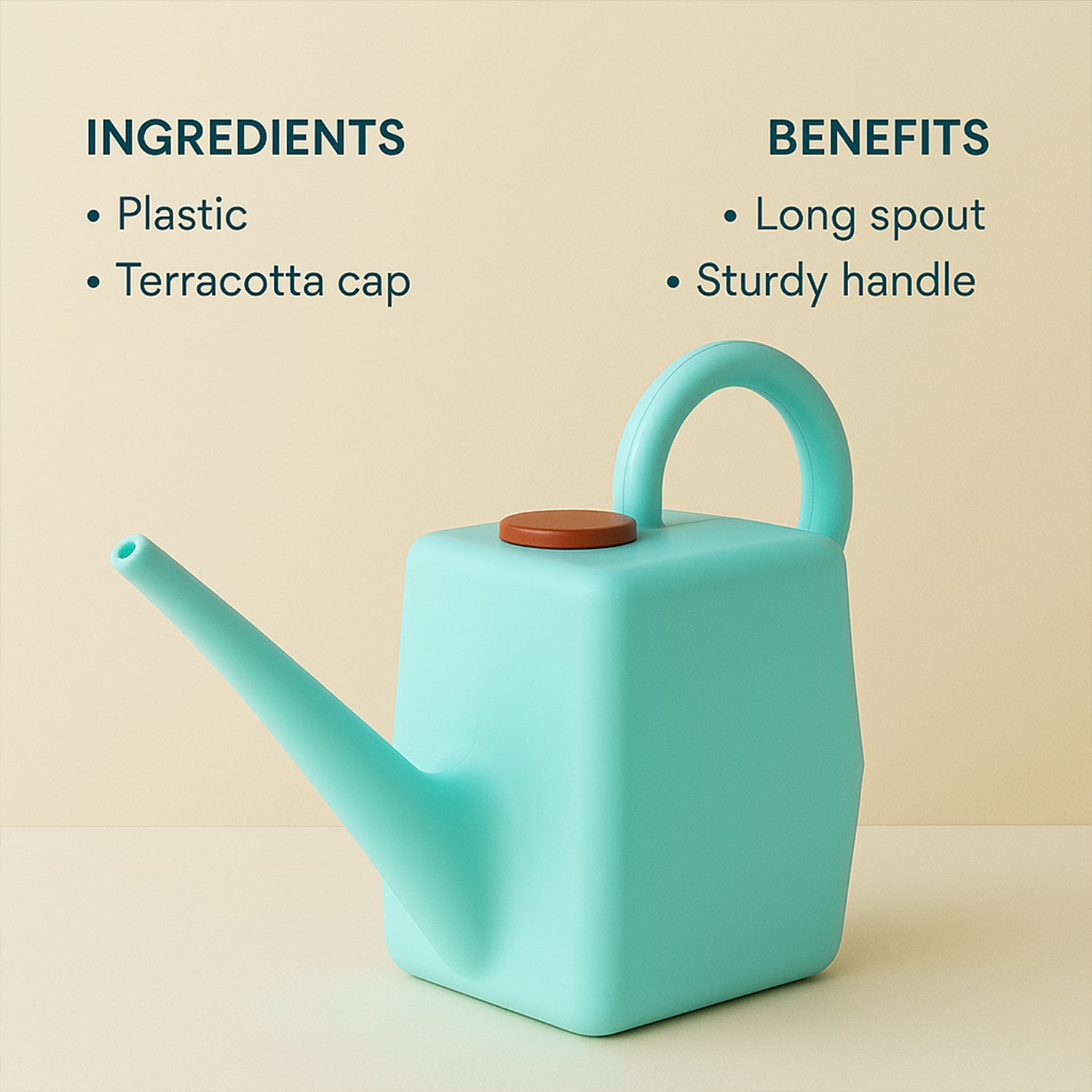 Wukusy 2-litre heavy-duty plastic garden watering can with long spout and ergonomic handle for easy watering.
