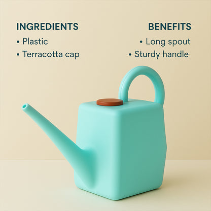 Wukusy 2-litre heavy-duty plastic garden watering can with long spout and ergonomic handle for easy watering.