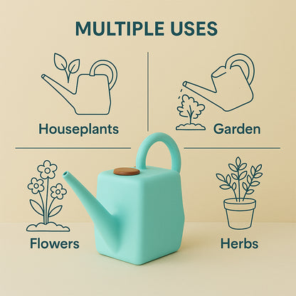 Wukusy 2 Litre heavy-duty plastic gardening watering can with long spout and ergonomic handle for easy watering.