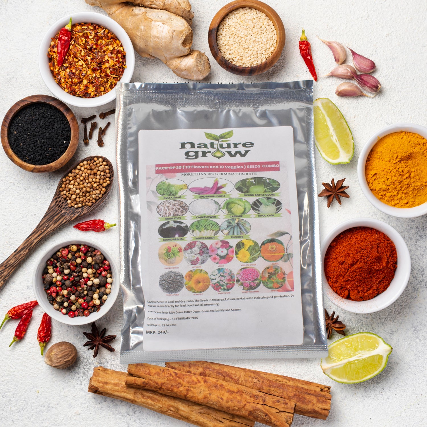 Wukusy garden vegetable and flower seed combo with 20 varieties in one packet, ideal for home gardening and planting.