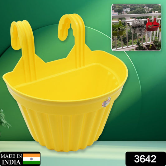 Multicolor hanging plastic planter by Wukusy for orchids and plants, ideal for balcony, indoor, and outdoor gardening.