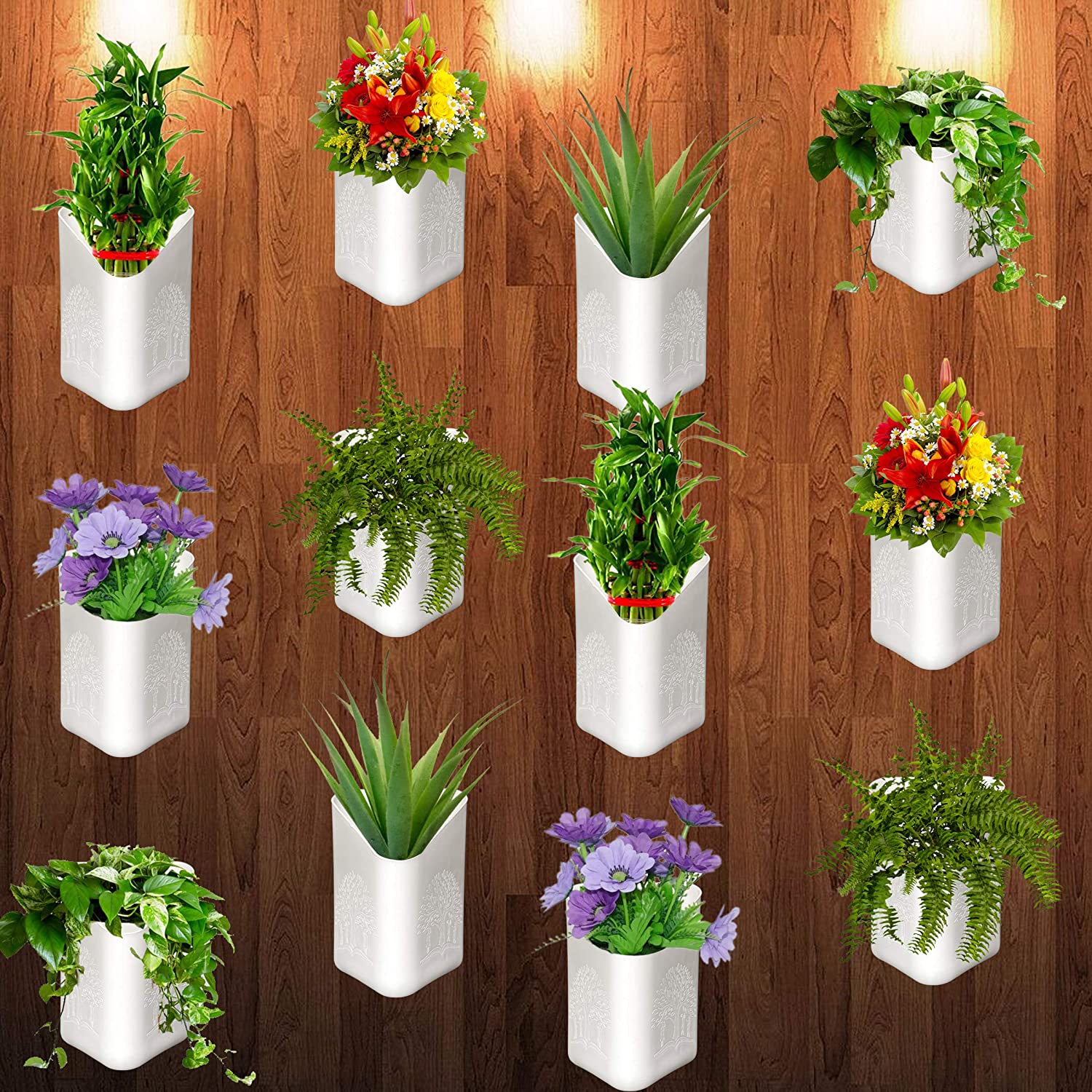 Colorful plastic vertical hanging planter pot for garden from Wukusy, ideal for outdoor plant displays.