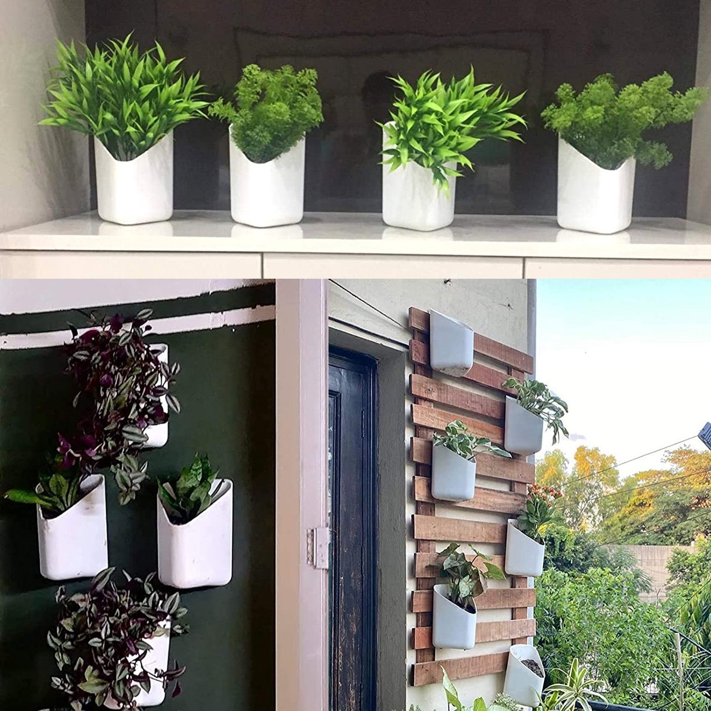 Colorful Wukusy plastic vertical hanging garden planter pot with multicolour finish, designed for outdoor garden use.