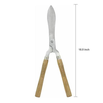 Wukusy 455 Wooden Handle Hedge Shears for garden pruning, featuring sturdy wooden handles and sharp blades for bush trimming.