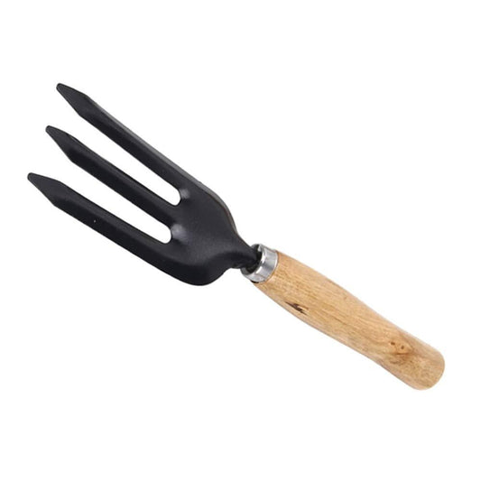 Black steel Wukusy 475 Hand Weeding Fork for gardening, featuring a sturdy design for effective weed removal and soil cultivation.