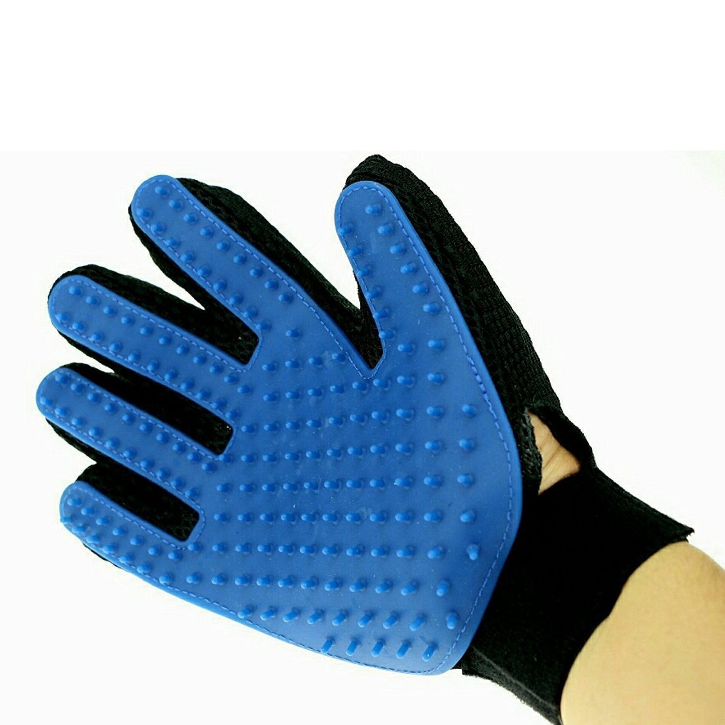 Wukusy 614 True Touch 5 Finger Deshedding Glove for garden use, showing the glove's flexible design and textured surface for shedding.