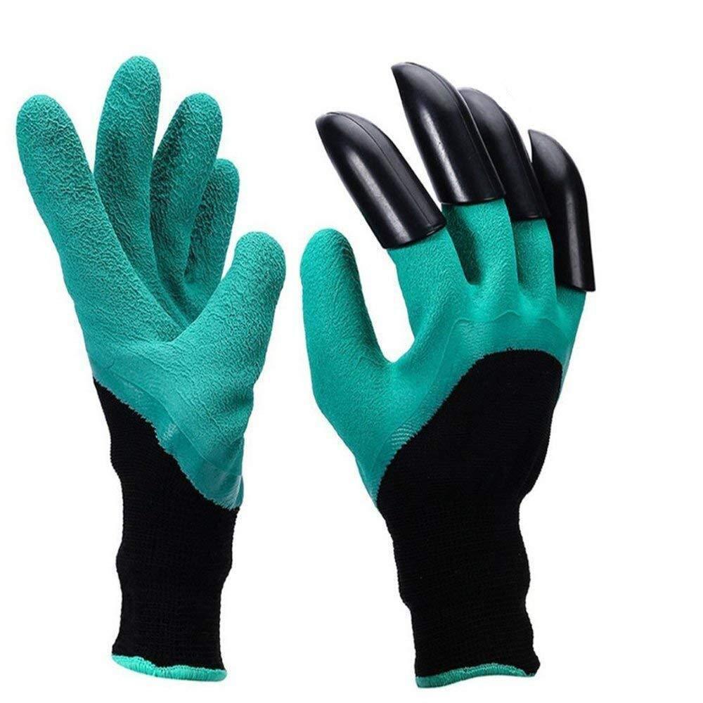 Wukusy Garden Genie Gloves in green with reinforced palms, designed for gardening tasks and outdoor plant care.