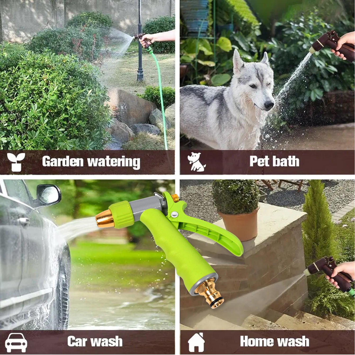 Wukusy garden water spray nozzle with zinc alloy body, rotatable adjustable high-pressure hose sprayer for gardening and car washing