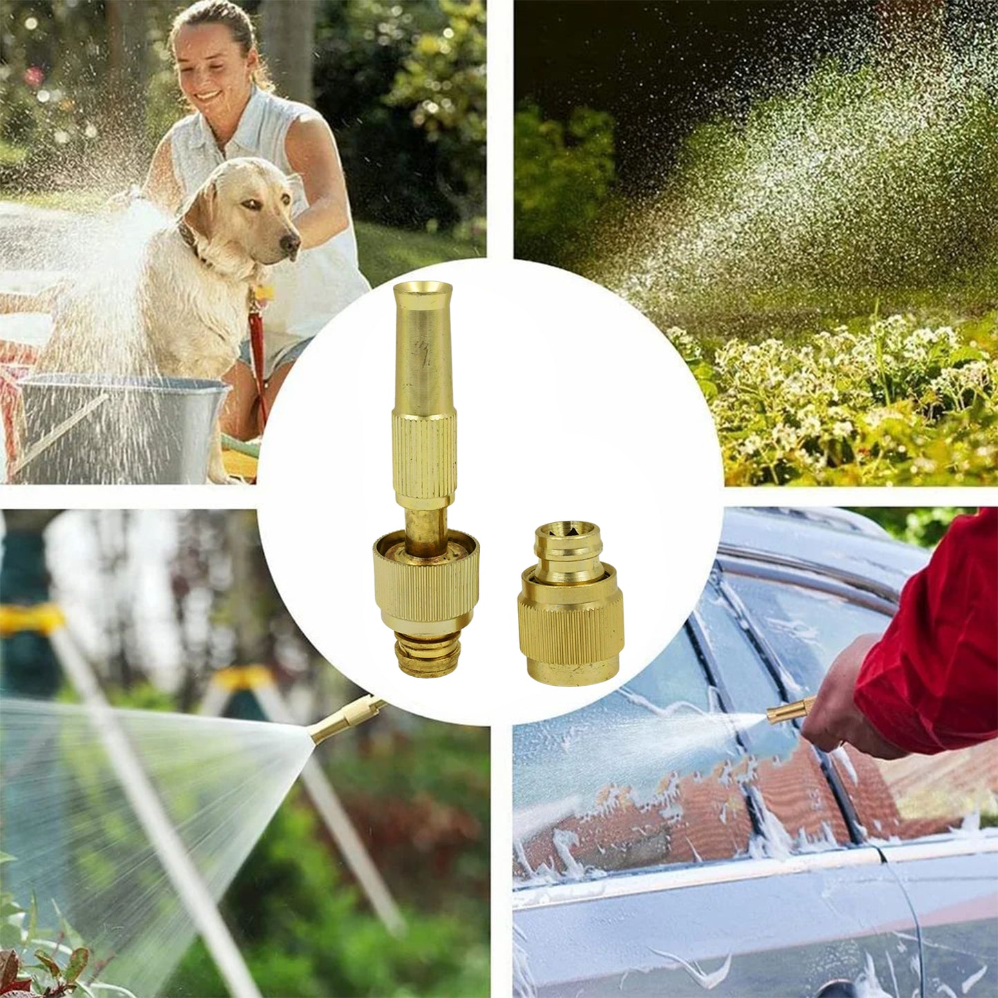 Wukusy garden water spray nozzle with adjustable brass tip for high-pressure water, ideal for car wash and gardening watering tools.