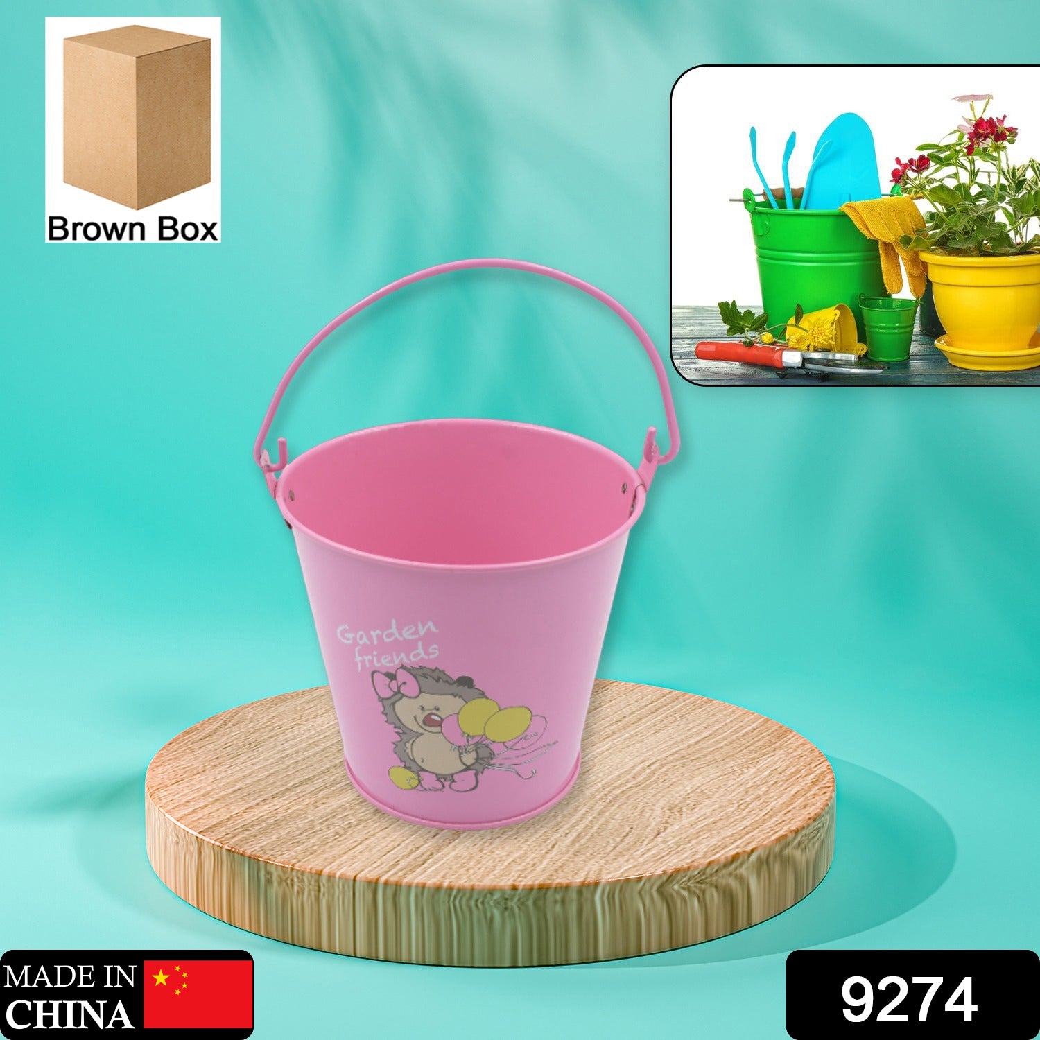 Wukusy small metal bucket with handle, ideal for garden plants, succulents, flowers, or creative craft displays.