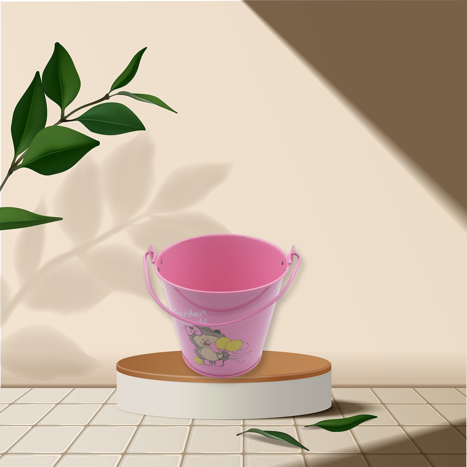 Wukusy small metal bucket with handles for plants, succulents, flowers, or candies, perfect for garden or creative displays.