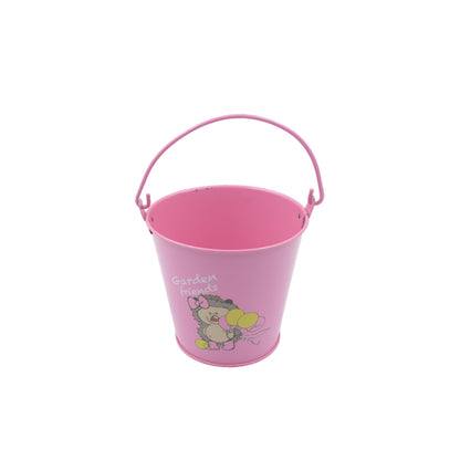 Small metal Wukusy garden bucket with handle, ideal for plants, succulents, flowers, or decorative use.